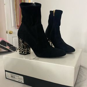 Via Spiga Black Suede Daisie Booties 6.5